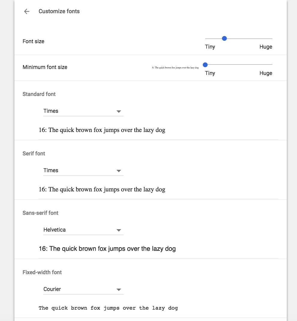Browser Font Setting Size Chrome 1